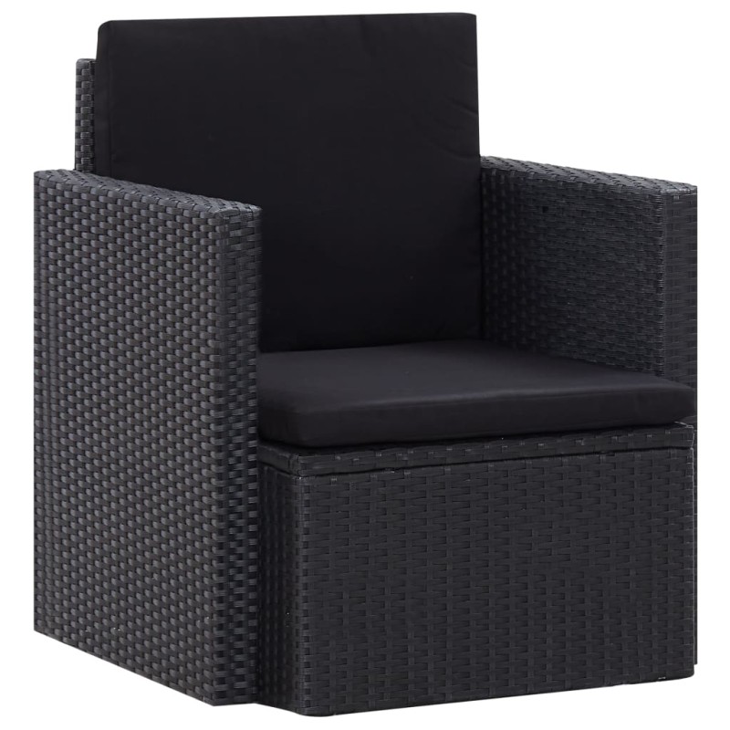 vidaXL Gartensessel mit Auflagen Poly Rattan Schwarz vidaXL Gartensessel mit Auflagen Poly Rattan Schwarz