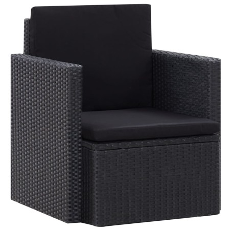 vidaXL Gartensessel mit Auflagen Poly Rattan Schwarz