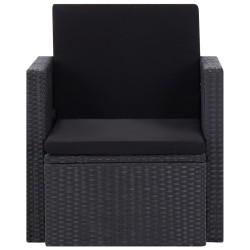 vidaXL Gartensessel mit Auflagen Poly Rattan Schwarz