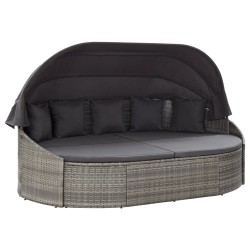 vidaXL Outdoor-Loungebett mit Dach Grau