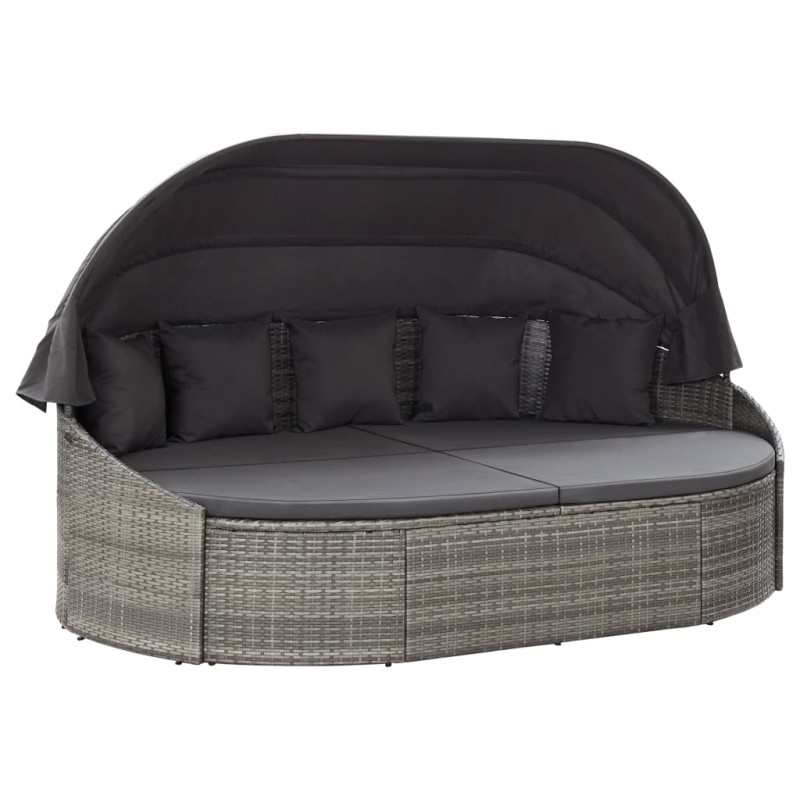 vidaXL Outdoor-Loungebett mit Dach Grau vidaXL Outdoor-Loungebett mit Dach Grau