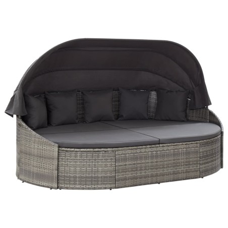 vidaXL Outdoor-Loungebett mit Dach Grau