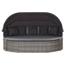 vidaXL Outdoor-Loungebett mit Dach Grau