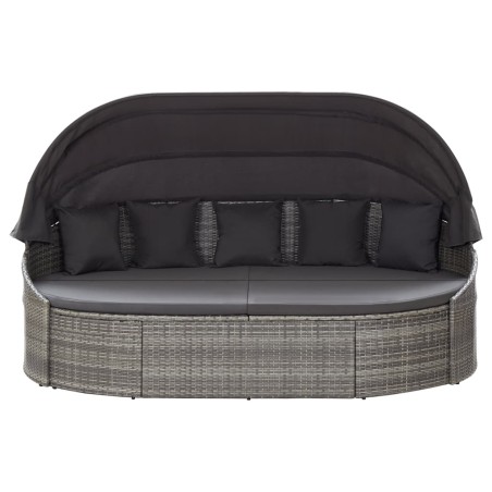 vidaXL Outdoor-Loungebett mit Dach Grau