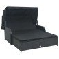 vidaXL 2-Personen-Sonnenliege mit Sonnendach Poly Rattan Schwarz vidaXL 2-Personen-Sonnenliege mit Sonnendach Poly Rattan Schwarz