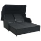 vidaXL 2-Personen-Sonnenliege mit Sonnendach Poly Rattan Schwarz vidaXL 2-Personen-Sonnenliege mit Sonnendach Poly Rattan Schwarz