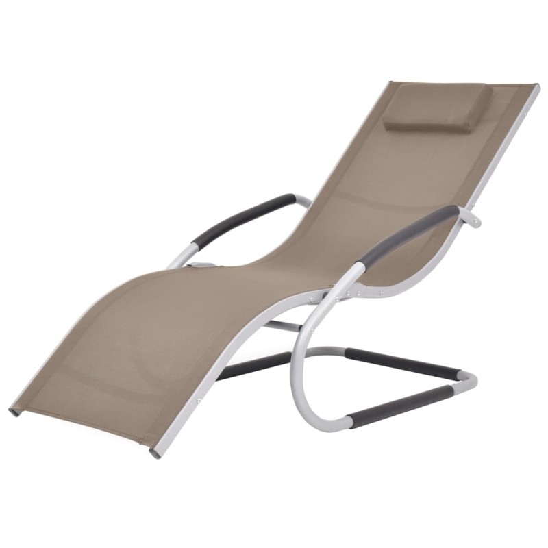 vidaXL Sonnenliege mit Kissen Aluminium und Textilene Taupe vidaXL Sonnenliege mit Kissen Aluminium und Textilene Taupe