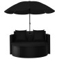 vidaXL Gartenbett mit Sonnenschirm Poly Rattan Schwarz vidaXL Gartenbett mit Sonnenschirm Poly Rattan Schwarz