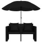 vidaXL Gartenbett mit Sonnenschirm Poly Rattan Schwarz vidaXL Gartenbett mit Sonnenschirm Poly Rattan Schwarz