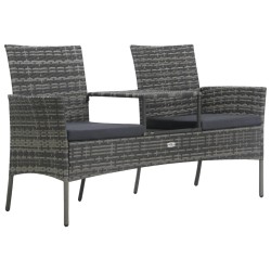 vidaXL 2-Sitzer-Gartensofa mit Teetisch Poly Rattan Anthrazit