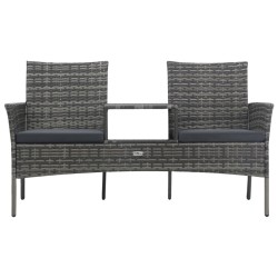 vidaXL 2-Sitzer-Gartensofa mit Teetisch Poly Rattan Anthrazit