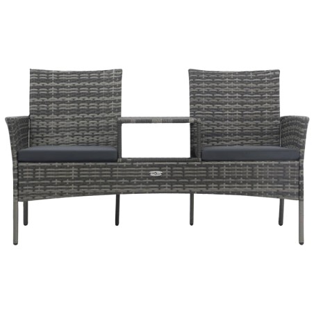 vidaXL 2-Sitzer-Gartensofa mit Teetisch Poly Rattan Anthrazit