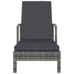 vidaXL Sonnenliege mit Armlehnen Poly Rattan Grau