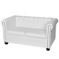 vidaXL Chesterfield-Sofa 2-Sitzer Kunstleder Weiß vidaXL Chesterfield-Sofa 2-Sitzer Kunstleder Weiß