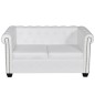 vidaXL Chesterfield-Sofa 2-Sitzer Kunstleder Weiß vidaXL Chesterfield-Sofa 2-Sitzer Kunstleder Weiß