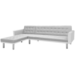 vidaXL Ecksofabett Stoff 218 x 155 x 69 cm Weiß und Grau