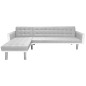 vidaXL Ecksofabett Stoff 218 x 155 x 69 cm Weiß und Grau vidaXL Ecksofabett Stoff 218 x 155 x 69 cm Weiß und Grau