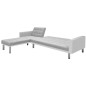 vidaXL Ecksofabett Stoff 218 x 155 x 69 cm Weiß und Grau vidaXL Ecksofabett Stoff 218 x 155 x 69 cm Weiß und Grau