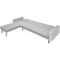 vidaXL Ecksofabett Stoff 218 x 155 x 69 cm Weiß und Grau vidaXL Ecksofabett Stoff 218 x 155 x 69 cm Weiß und Grau