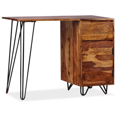 vidaXL Schreibtisch mit 1 Schublade und 1 Schrank Massivholz
