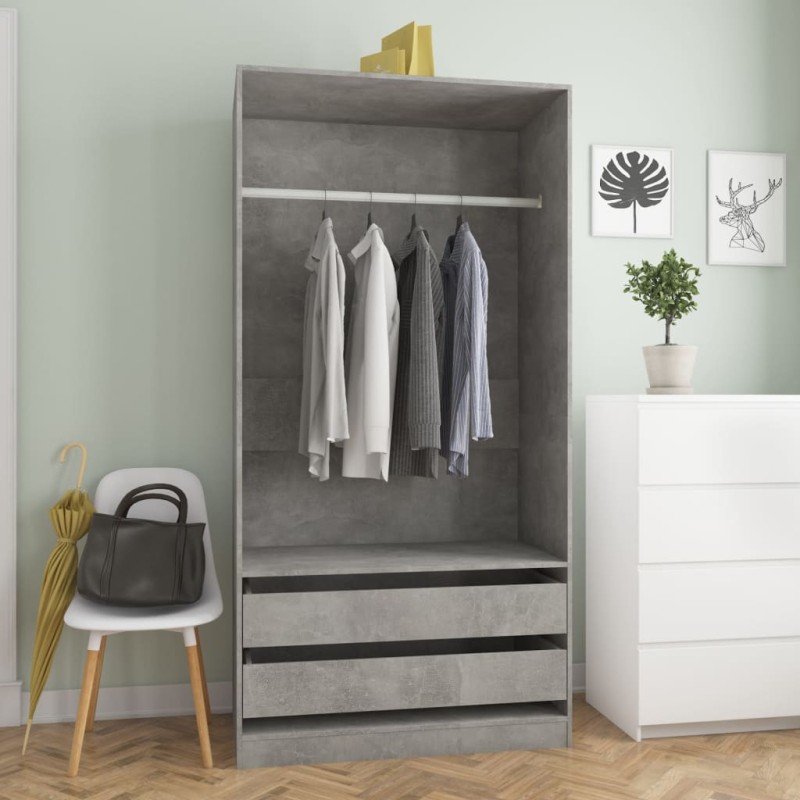 vidaXL Kleiderschrank Betongrau 100x50x200 cm Holzwerkstoff vidaXL Kleiderschrank Betongrau 100x50x200 cm Holzwerkstoff