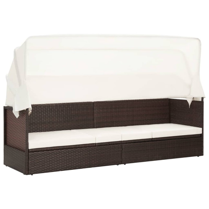 vidaXL Gartensofa mit Sonnendach Poly Rattan Braun vidaXL Gartensofa mit Sonnendach Poly Rattan Braun