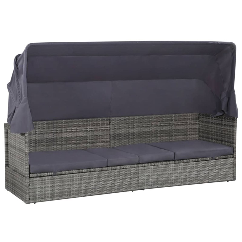 vidaXL Gartenbett mit Baldachin Grau 205×62 cm Poly Rattan vidaXL Gartenbett mit Baldachin Grau 205×62 cm Poly Rattan
