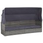 vidaXL Gartenbett mit Baldachin Grau 205×62 cm Poly Rattan vidaXL Gartenbett mit Baldachin Grau 205×62 cm Poly Rattan