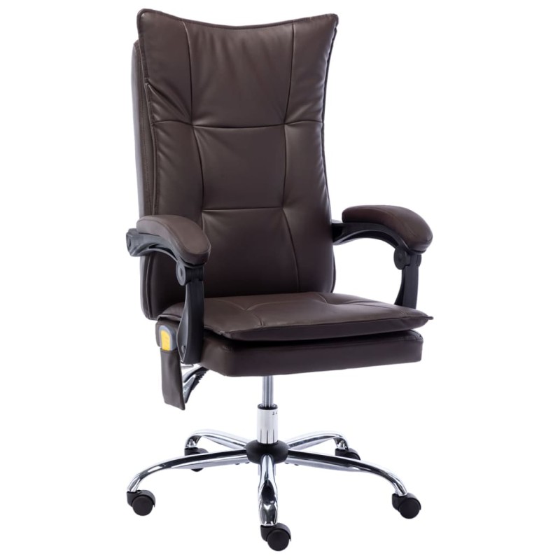 vidaXL Massage-Bürostuhl Braun Kunstleder vidaXL Massage-Bürostuhl Braun Kunstleder