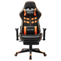 vidaXL Gaming-Stuhl mit Fußstütze Schwarz und Orange Kunstleder