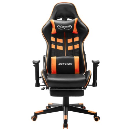 vidaXL Gaming-Stuhl mit Fußstütze Schwarz und Orange Kunstleder