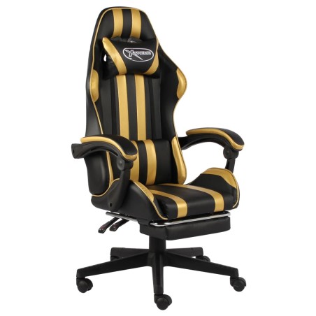 vidaXL Gaming-Stuhl mit Fußstütze Schwarz und Golden Kunstleder 