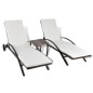vidaXL Sonnenliegen mit Tisch Poly Rattan Braun vidaXL Sonnenliegen mit Tisch Poly Rattan Braun