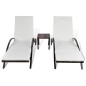 vidaXL Sonnenliegen mit Tisch Poly Rattan Braun vidaXL Sonnenliegen mit Tisch Poly Rattan Braun