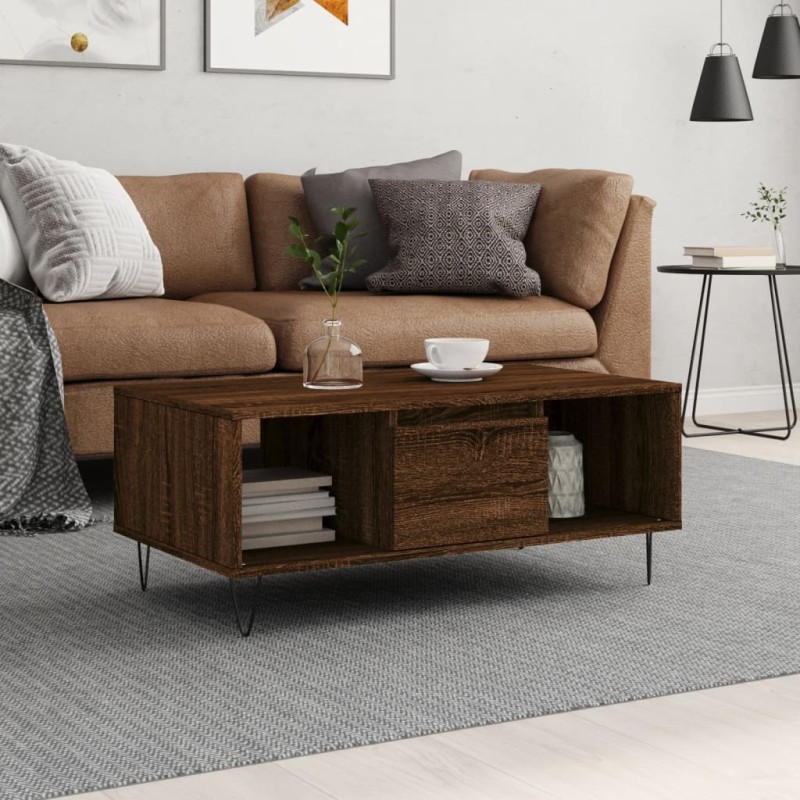 vidaXL Couchtisch Braun Eichen-Optik 90x50x36,5 cm Holzwerkstoff vidaXL Couchtisch Braun Eichen-Optik 90x50x36,5 cm Holzwerkstoff