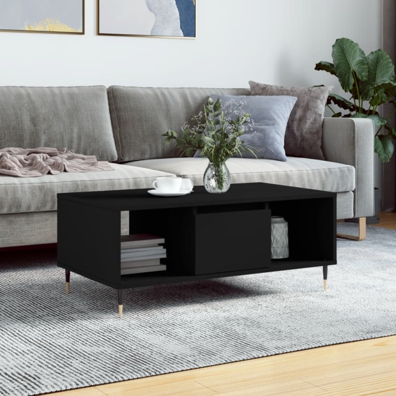 vidaXL Couchtisch Schwarz 90x50x36,5 cm Holzwerkstoff vidaXL Couchtisch Schwarz 90x50x36,5 cm Holzwerkstoff