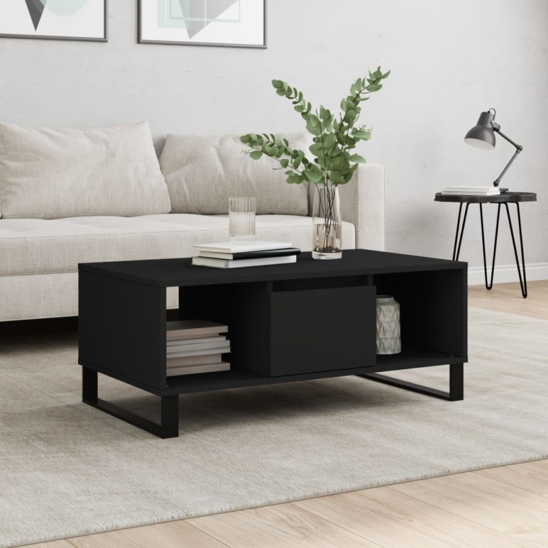 vidaXL Couchtisch Schwarz 90x50x36,5 cm Holzwerkstoff vidaXL Couchtisch Schwarz 90x50x36,5 cm Holzwerkstoff