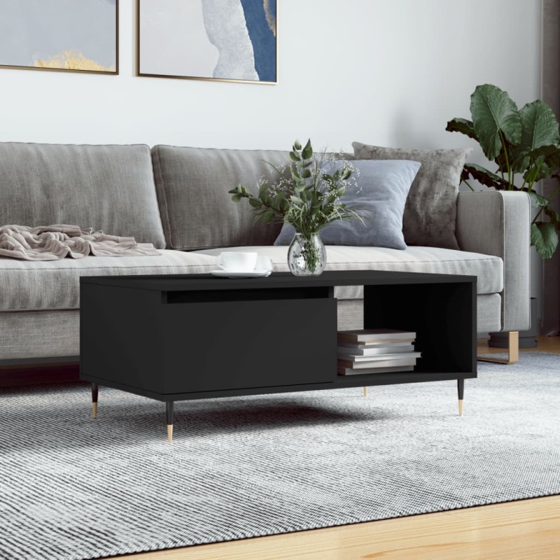 vidaXL Couchtisch Schwarz 90x50x36,5 cm Holzwerkstoff vidaXL Couchtisch Schwarz 90x50x36,5 cm Holzwerkstoff
