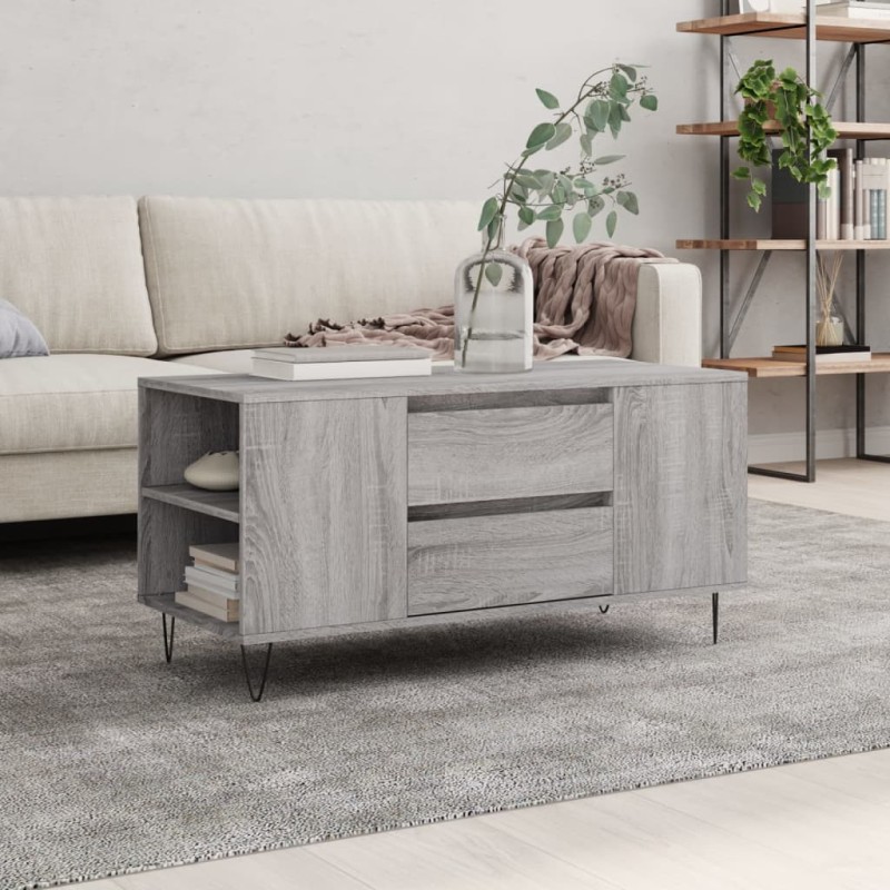 vidaXL Couchtisch Grau Sonoma 102x44,5x50 cm Holzwerkstoff vidaXL Couchtisch Grau Sonoma 102x44,5x50 cm Holzwerkstoff