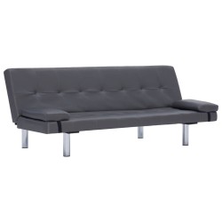 vidaXL Schlafsofa mit 2 Kissen Kunstleder Ausziehbar Grau