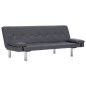 vidaXL Schlafsofa mit 2 Kissen Kunstleder Ausziehbar Grau vidaXL Schlafsofa mit 2 Kissen Kunstleder Ausziehbar Grau