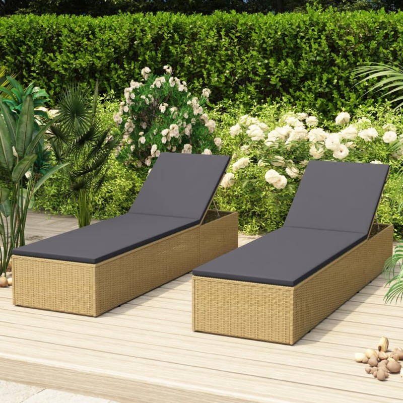 vidaXL Sonnenliege Poly Rattan Braun und Dunkelgrau vidaXL Sonnenliege Poly Rattan Braun und Dunkelgrau