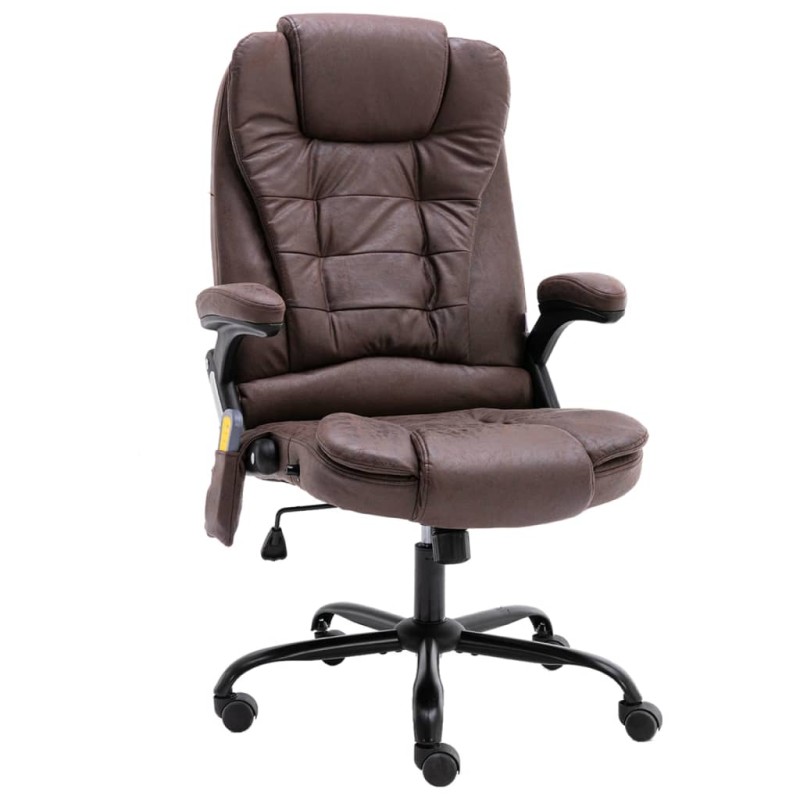 vidaXL Bürostuhl mit Massagefunktion Dunkelbraun Wildleder-Optik vidaXL Bürostuhl mit Massagefunktion Dunkelbraun Wildleder-Optik