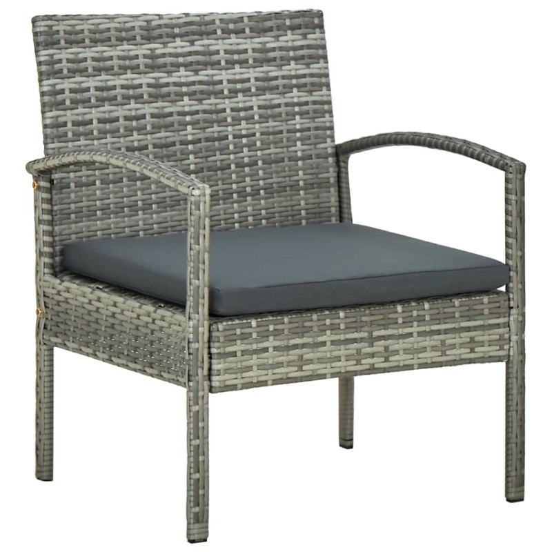 vidaXL Gartenstuhl mit Kissen Poly Rattan Grau vidaXL Gartenstuhl mit Kissen Poly Rattan Grau