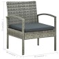 vidaXL Gartenstuhl mit Kissen Poly Rattan Grau vidaXL Gartenstuhl mit Kissen Poly Rattan Grau