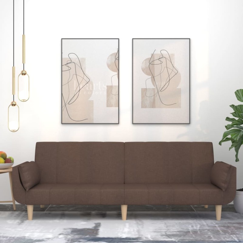 vidaXL Schlafsofa 2-Sitzer mit 2 Kissen Taupe Stoff vidaXL Schlafsofa 2-Sitzer mit 2 Kissen Taupe Stoff