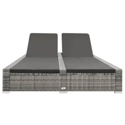 vidaXL Doppel-Sonnenliege Poly Rattan Grau