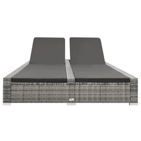 vidaXL Doppel-Sonnenliege Poly Rattan Grau