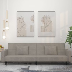 vidaXL Schlafsofa 2-Sitzer mit 2 Kissen Hellgrau Samt  