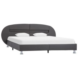 vidaXL Bettgestell mit LED Grau Kunstleder 120×200 cm